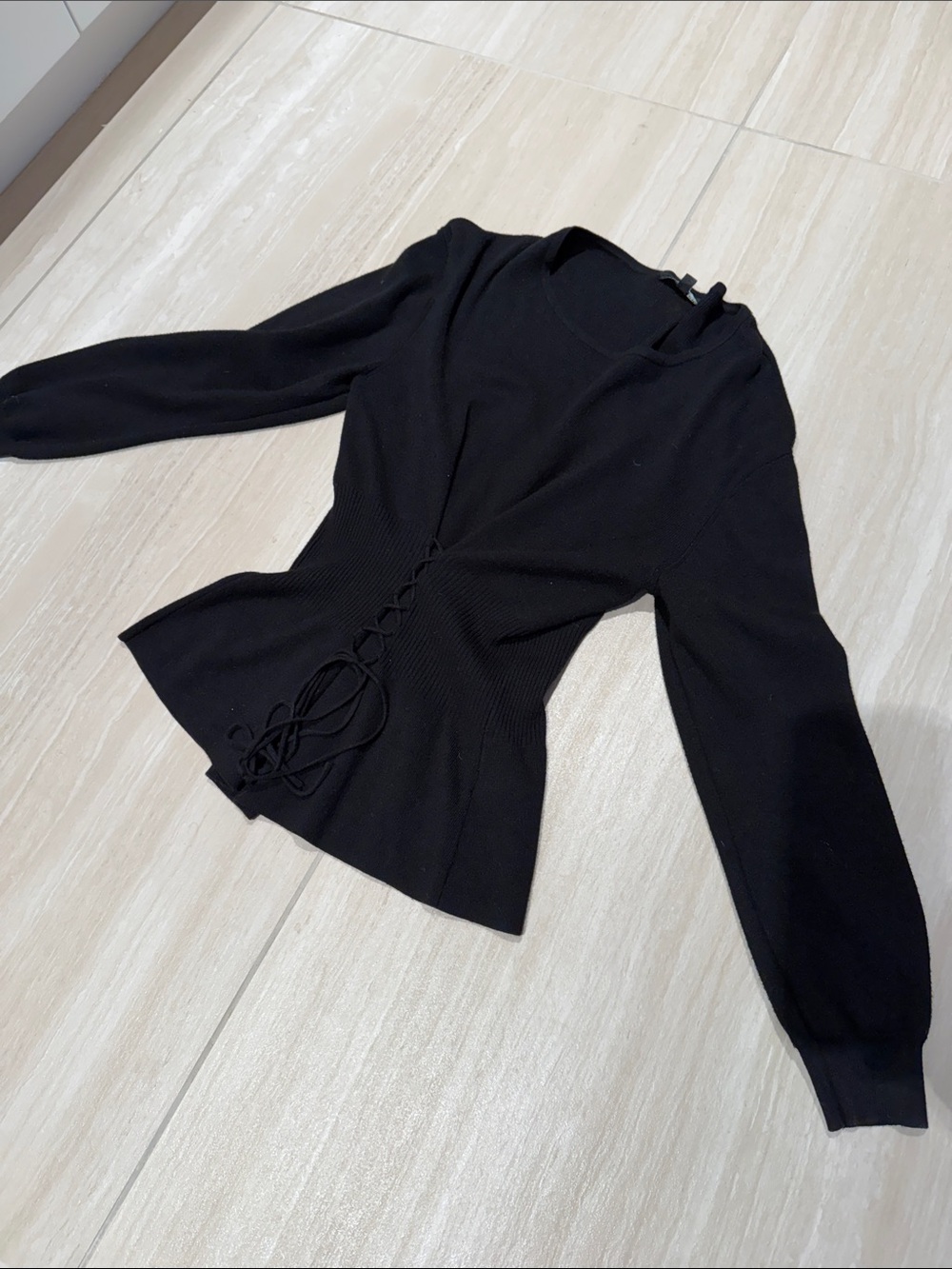 Cinched waist black sweater